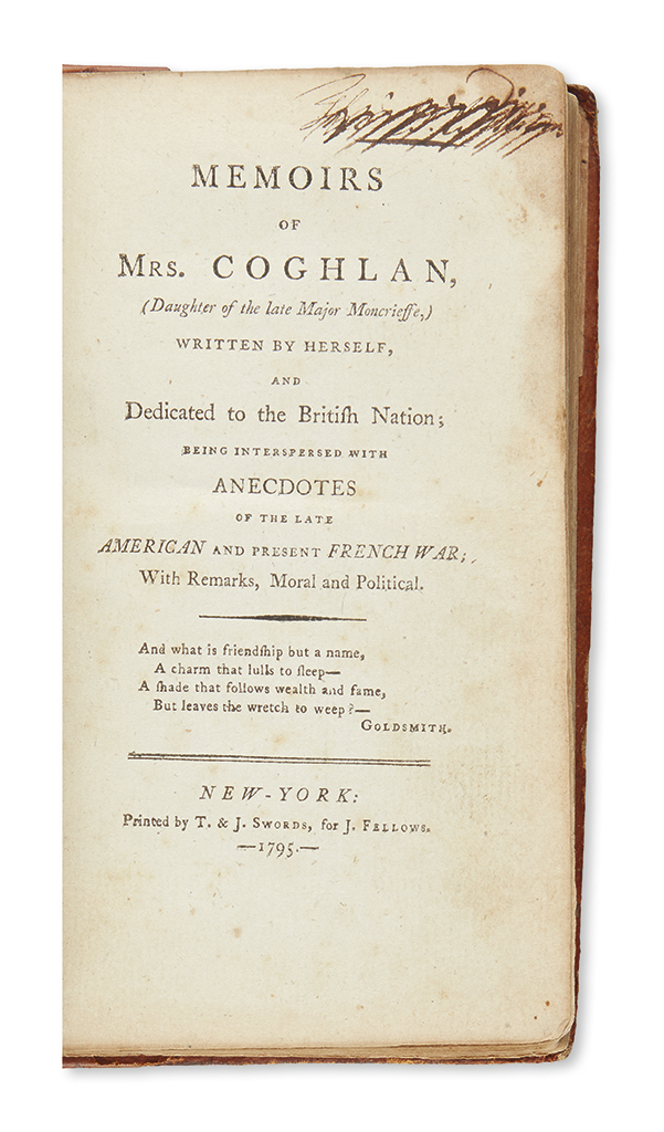 (AMERICAN REVOLUTION--HISTORY.) Coghlan, Margaret. Memoirs of . . . the Late American and Present French War.